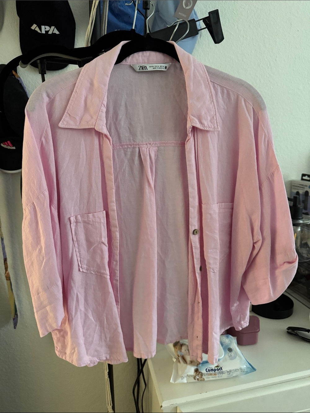 ZARA Pale Pink Button-Down Shirt with Pockets